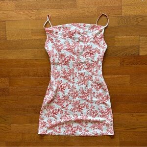 Urban Outfitters Floral Mini Spaghetti Strap White and Orange Dress